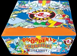 Disorderly Conduct - 204 Shot 500-Gram Fireworks Cake - Cannon Brand