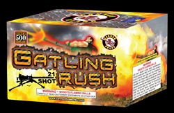 Gatling Rush - 21 Shot 500 Gram Fireworks Cake - Cannon Brand