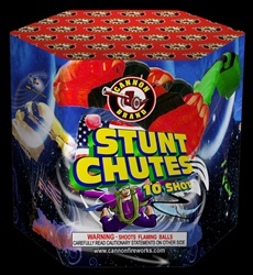 Stunt Chutes - 10 Shot Parachute Fireworks Cake - Cannon Brand
