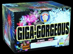 Giga-Gorgeous - 38 Shot 500 Gram Fireworks Cake - Brothers Pyrotechnics