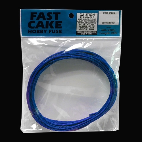 Fast speed Cannon Fuse, 3mm - 20 foot rolls - 15 Second Per Foot Burn Time