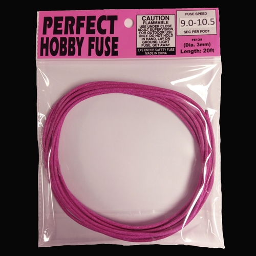 20ft Pink PERFECT hobby fuse 10 seconds