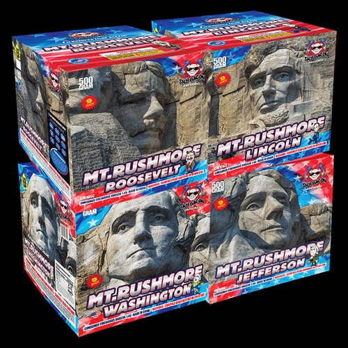 Mt Rushmore Assorted 9 Shot 500-Gram Fireworks Cakes from Sky Bacon