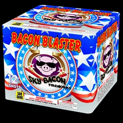 Bacon Blaster 12 Shot 500 Gram Fireworks Cake from Sky Bacon