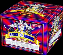 Badge of Honor - 25 Shot 500 Gram Fireworks Cake - Brothers Pyrotechnics