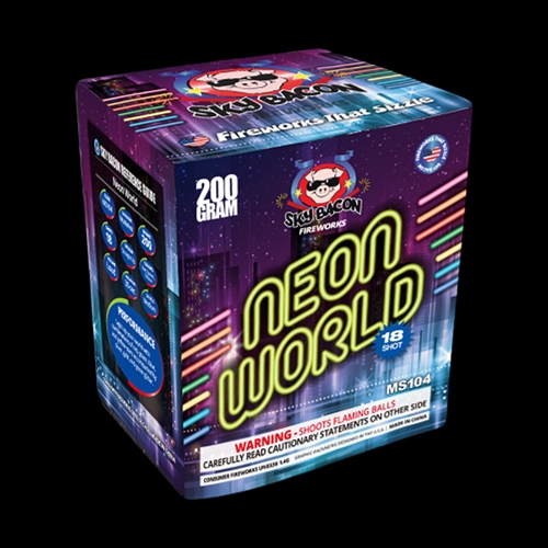 Neon World 18 Shot Fireworks Cake from Sky Bacon